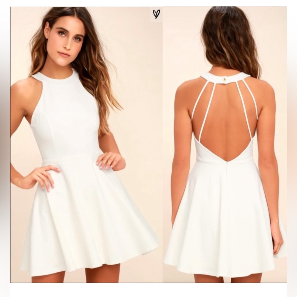 Lulu’s delightful surprise ivory skater dress
